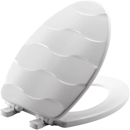 Chesterfield Basket Weave Design Elongated Wood Sculptured Toilet Seat, White CH2669566